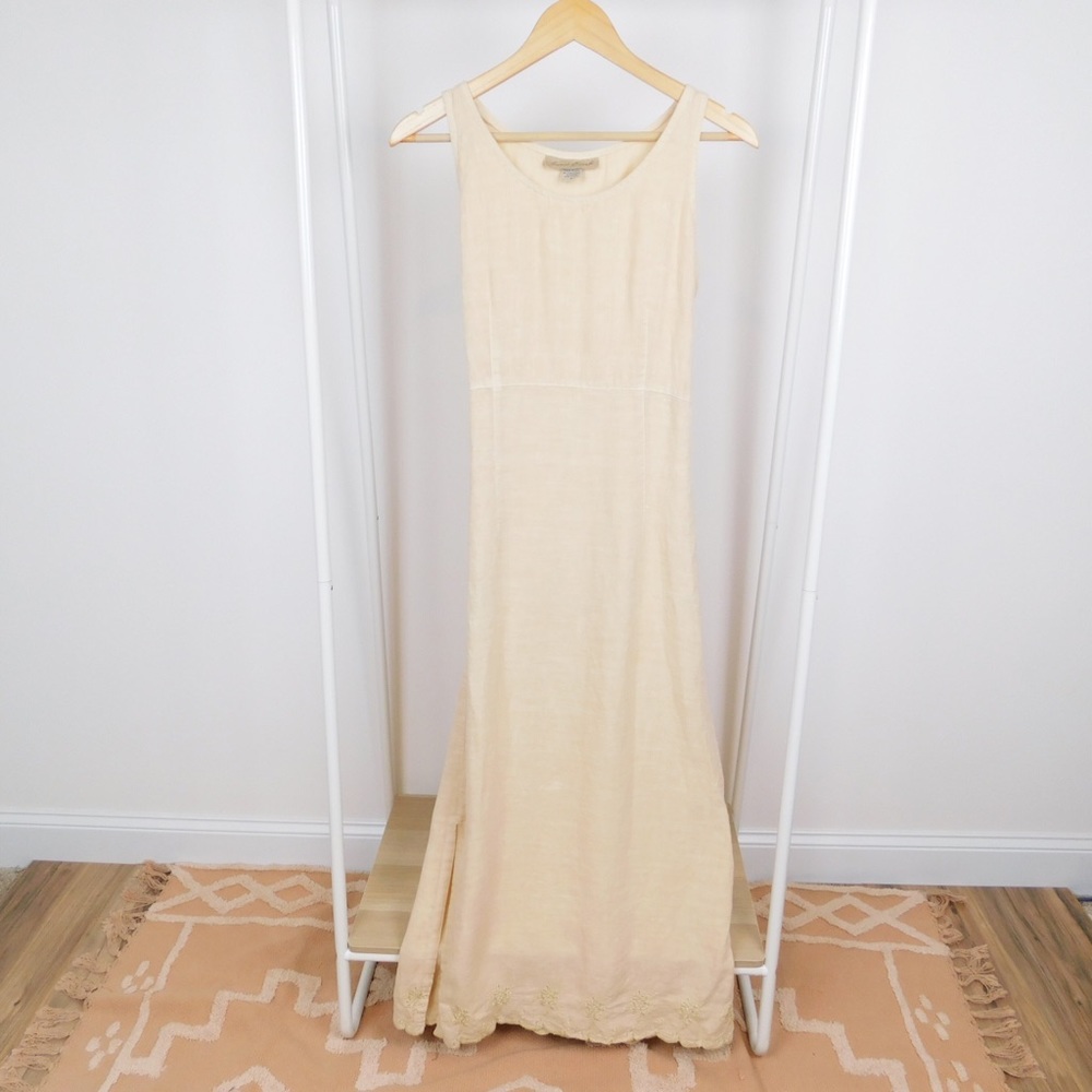 Vintage Butter Yellow Linen Maxi Dress